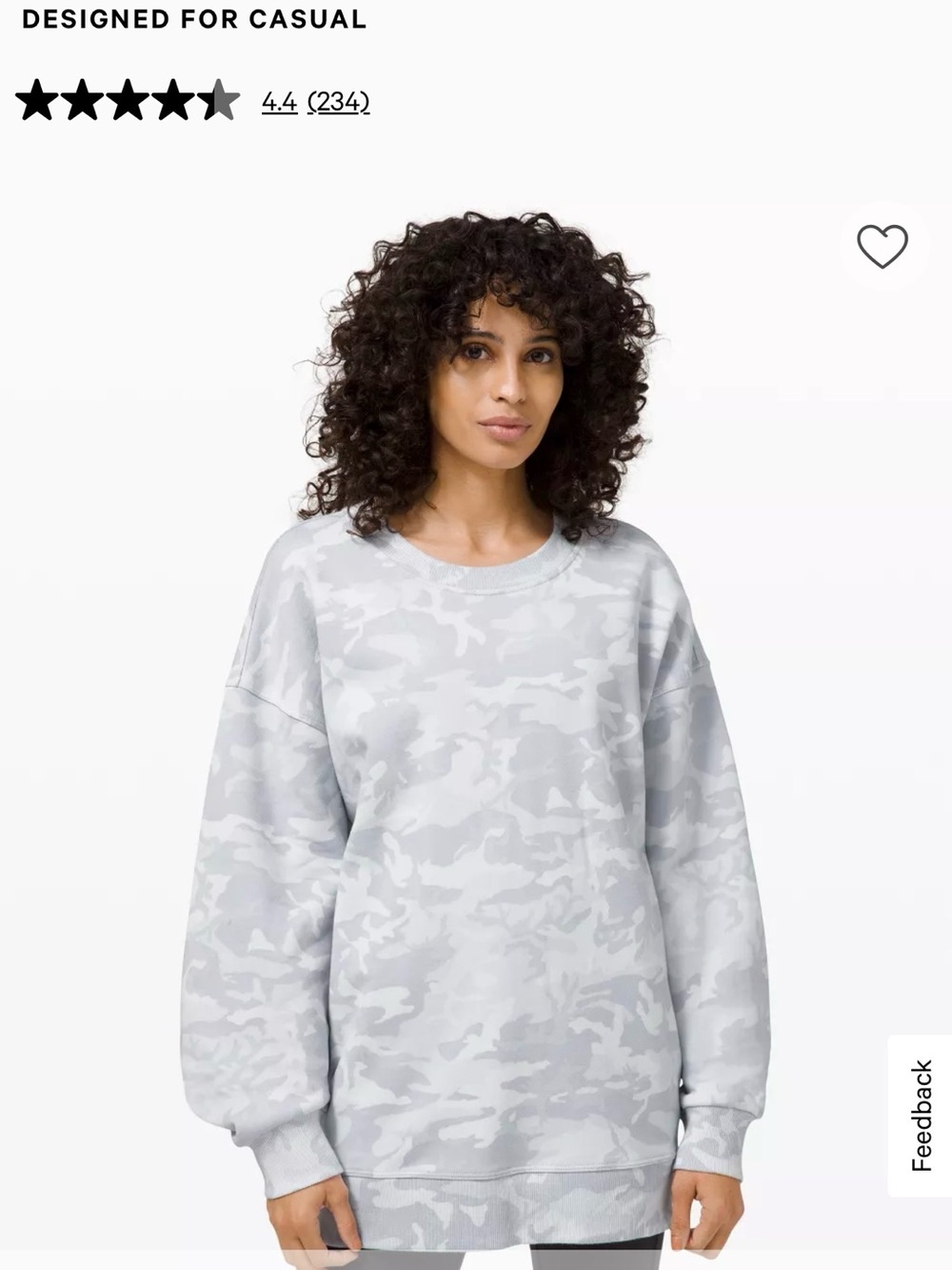 lululemon athletica perfectly oversized Camo Crew Sweatshirt size 14🤍